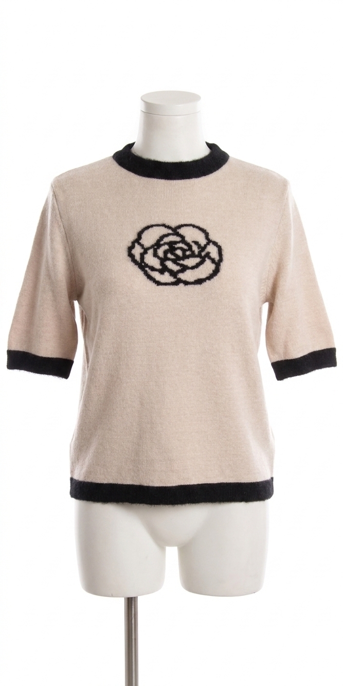 NEW GIGI MODA rosa short sleeve sweater in beige